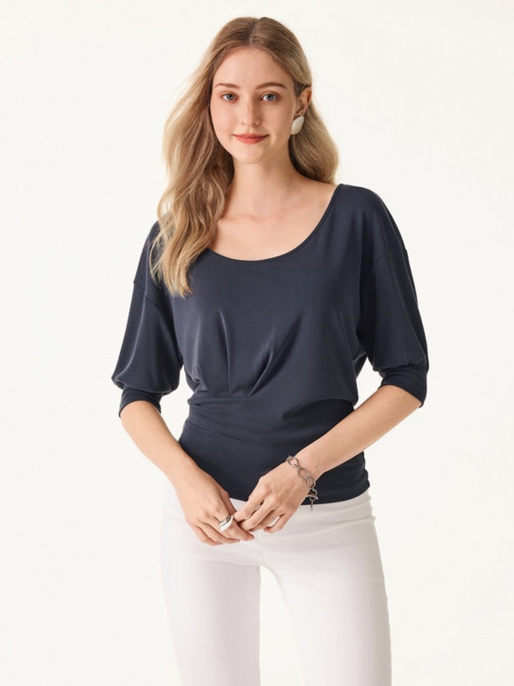 OGL Black Scoop Neck Short Sleeve Tucked Tee